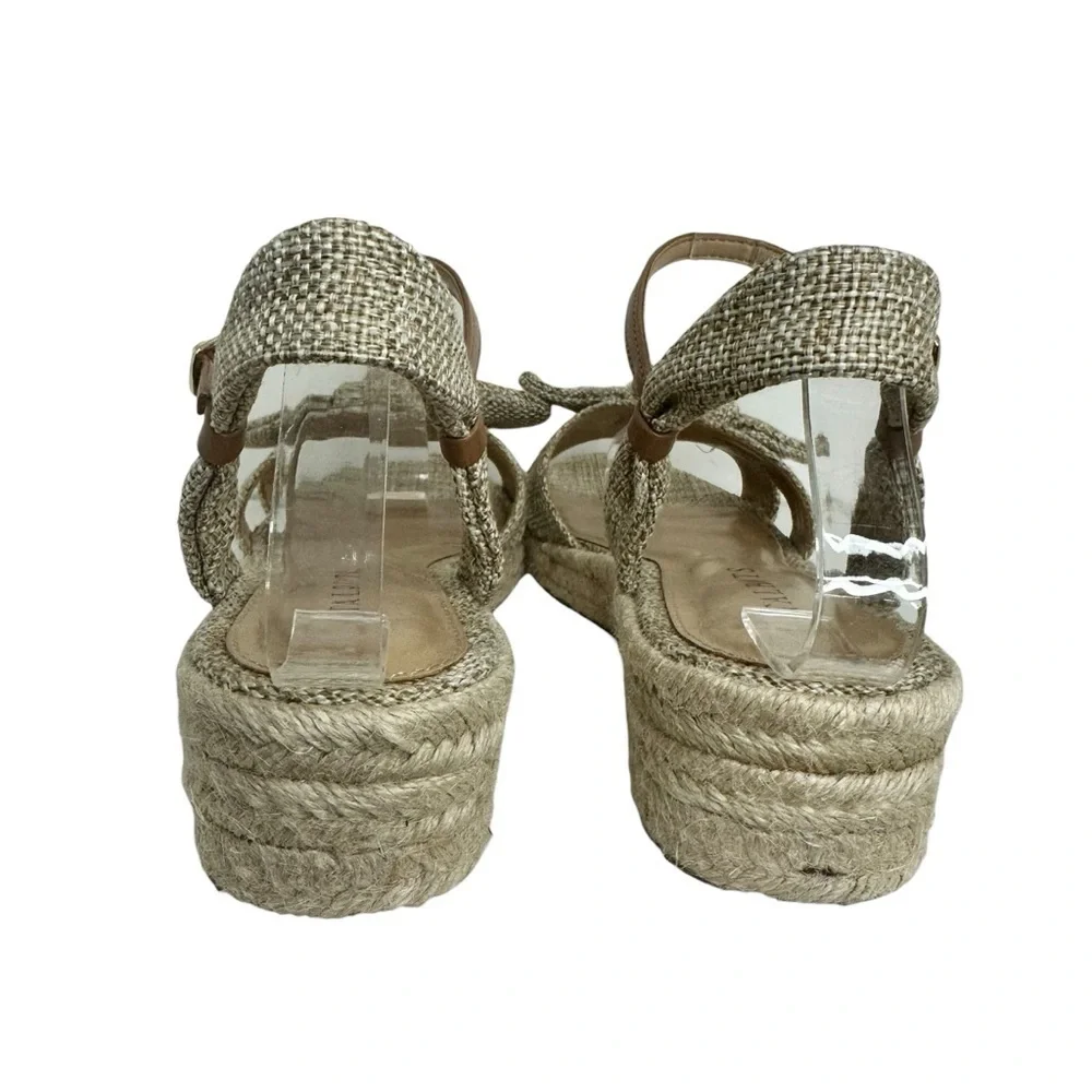 Talbots Linen Bow Espadrille Wedge Sandal Size 6.5